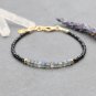 Labradorite & Black Tourmaline Rondelle 3-4mm Faceted beads adjustable stacking bracelet | STK-4023
