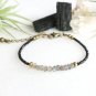Labradorite & Black Tourmaline Rondelle 2-4mm Faceted beads adjustable stacking bracelet | STK-4024