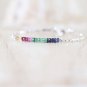 Multi Sapphire, Emerald & Ruby Rondelle 3-4mm Faceted beads adjustable stacking bracelet | STK-4844