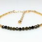 Obsidian & Gold Pyrite Round & Rondelle 3-4mm Faceted beads adjustable stacking bracelet | STK-5005