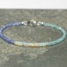 Tanzanite, Apatite & Welo Opal Rondelle 3-4mm Faceted beads adjustable stacking bracelet | STK-5517