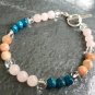 Apatite, Rose Quartz & Crystal Quartz Round 8mm Smooth beads stacking bracelet | STK-0688