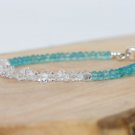 Blue Apatite & Herkimer Diamond Rondelle 3-7mm Faceted beads stacking bracelet | STK-1544