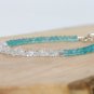 Blue Apatite & Herkimer Diamond Rondelle 3-7mm Faceted beads stacking bracelet | STK-1544