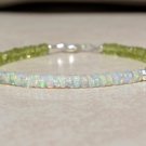 Ethiopian Opal & Peridot Rondelle 3mm Faceted & Smooth beads stacking bracelet | STK-2748