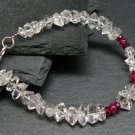 Herkimer Diamond & Ruby Rondelle & Fancy 4-7mm Faceted beads stacking bracelet | STK-3567
