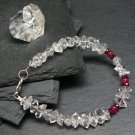 Herkimer Diamond & Ruby Rondelle & Fancy 3-6mm Faceted beads stacking bracelet | STK-3568