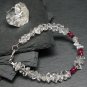 Herkimer Diamond & Ruby Rondelle & Fancy 3-6mm Faceted beads stacking bracelet | STK-3568