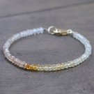 Imperial Topaz & Shaded Citrine Rondelle 3.5mm Faceted beads stacking bracelet | STK-3655
