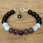 Purple Amethyst, Shungite & Moonstone Round 8mm Smooth beads stacking bracelet | STK-5154