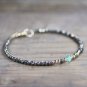 Pyrite With Colombian Emerald Rondelle 3-4x6mm Faceted beads stacking bracelet | STK-5174