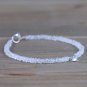 Rainbow Moonstone With Aquamarine Rondelle 3mm Faceted beads stacking bracelet | STK-5276