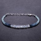 Aquamarine & Rainbow Moonstone Rondelle 3-3.5mm Faceted beads stacking bracelet | STK-0898