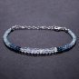 Aquamarine & Rainbow Moonstone Rondelle 3-3.5mm Faceted beads stacking bracelet | STK-0898