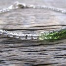 Green Tourmaline & Smoky Topaz Rondelle 3-4.5mm Faceted beads stacking bracelet | STK-3450