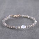 Labradorite & Moonstone Rondelle & Oval 3-6x4mm Faceted beads stacking bracelet | STK-4093