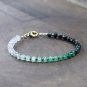 Rainbow Moonstone & Shaded Emerald Rondelle 4mm Faceted beads stacking bracelet | STK-5267