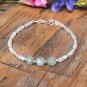 Rainbow Moonstone & Aquamarine Rondelle 3-6x4mm Faceted beads stacking bracelet | STK-5275