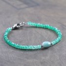 Shaded Green Onyx With Amazonite Rondelle 3.5mm Faceted beads stacking bracelet | STK-5439