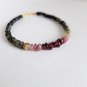 Black Spinel & Watermelon Tourmaline Button 3-4mm Smooth beads stacking bracelet | STK-1444