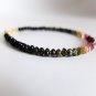 Black Spinel & Watermelon Tourmaline Button 3-4mm Smooth beads stacking bracelet | STK-1444