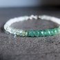 Emerald, Moonstone & Aquamarine Rondelle 3-4.5mm Faceted beads stacking bracelet | STK-2564