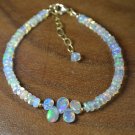 Ethiopian Welo White Opal Rondelle & Pear 3-6x4mm Smooth beads stacking bracelet | STK-2807