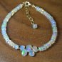 Ethiopian Welo White Opal Rondelle & Pear 3-6x4mm Smooth beads stacking bracelet | STK-2807