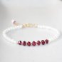 Garnet & Pearl Round & Rondelle 4-4.5mm Faceted & Smooth beads stacking bracelet | STK-3206