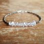 Herkimer Diamond & Pyrite Rondelle & Fancy 2-5mm Faceted beads stacking bracelet | STK-3584