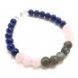 Labradorite, Rose Quartz & Lapis Lazuli Round 8mm Smooth beads stacking bracelet | STK-4125