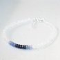 Rainbow Moonstone & Blue Sapphire Rondelle 3-4mm Faceted beads stacking bracelet | STK-5253