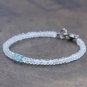 Rainbow Moonstone With Aquamarine Rondelle 3-4mm Faceted beads stacking bracelet | STK-5277
