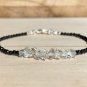 Black Tourmaline & Herkimer Diamond Mix 2.5-5x8mm Faceted beads stacking bracelet | STK-1488