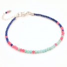 Chalcedony, Amazonite & Lapis Lazuli Rondelle 3mm Faceted beads stacking bracelet | STK-1955