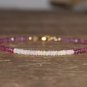 Ethiopian Opal & Red Quartz Rondelle 3mm Faceted & Smooth beads stacking bracelet | STK-2760