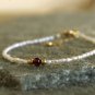 Fresh Water Pearl With Garnet Oval & Round 2x3-4mm Smooth beads stacking bracelet | STK-2920
