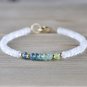 Green Tourmaline & Rainbow Moonstone Rondelle 4mm Faceted beads stacking bracelet | STK-3449