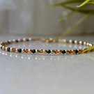 Hessonite Garnet, Black Spinel & Pyrite Round 2mm Faceted beads stacking bracelet | STK-3619