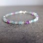 Labradorite, Iolite & Aquamarine Rondelle 3-3.5mm Faceted beads stacking bracelet | STK-4088