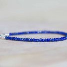 Lapis Lazuli & Neon Blue Apatite Rondelle 3-3.5mm Faceted beads stacking bracelet | STK-4355