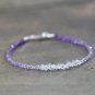 Shaded Amethyst & Herkimer Diamond Rondelle 2-3mm Faceted beads stacking bracelet | STK-5408