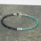 Apatite, Iolite & Rainbow Moonstone Rondelle 2-3mm Faceted beads stacking bracelet | STK-0678
