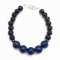 Black Obsidian, Hematite & Lapis Lazuli Round 6-8mm Smooth beads stacking bracelet | STK-1085
