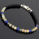 Black Onyx, Jasper, Lapis Lazuli & Pyrite Round 6mm Smooth beads stacking bracelet | STK-1165