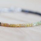 Black Spinel & Yellow Orange Sapphire Rondelle 3mm Faceted beads stacking bracelet | STK-1449