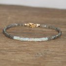 Ethiopian Opal & Labradorite Rondelle 3mm Smooth & Faceted beads stacking bracelet | STK-2745