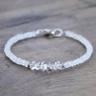 Herkimer Diamond & Moonstone Rondelle & Fancy 3-5mm Faceted beads stacking bracelet | STK-3582