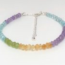 Aquamarine, Citrine, Amethyst & Peridot Rondelle 4mm Faceted beads stacking bracelet | STK-0915