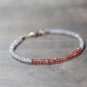Champagne Zircon & Pink Orange Sapphire Rondelle 3mm Faceted beads stacking bracelet | STK-1970